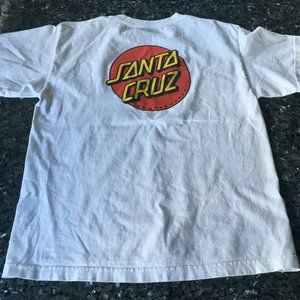 #19 Santa Cruz original graphic White Short Sleeve Crew Neck Tee-Shirt distress
